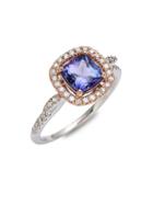 Effy 14k White & Rose Gold Diamond & Tanzanite Ring