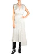 Marni Satin Sleeveless Pliss&eacute; Asymmetric A-line Midi Dress