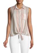Beach Lunch Lounge Striped Sleeveless Tie-front Top