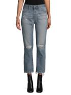 Ag Distressed Straight-leg Cropped Jeans