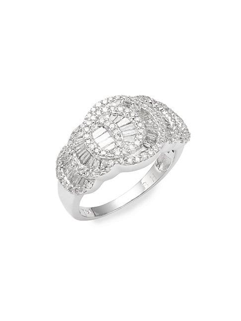 Effy 14k White Gold & Baguette Diamond Ring