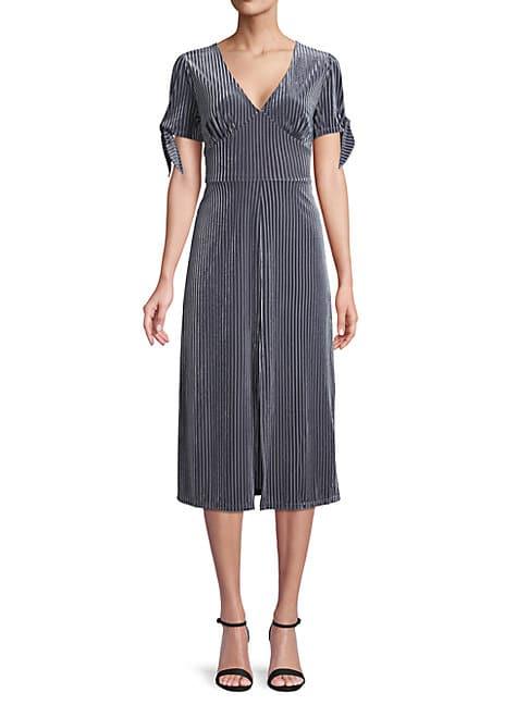 J.o.a. Striped Tie-sleeve A-line Midi Dress