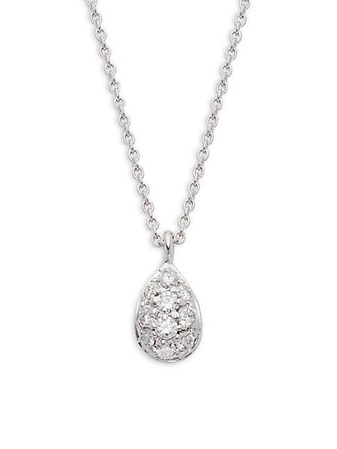 Roberto Coin 18k White Gold & Diamond Pear-shaped Pendant Necklace