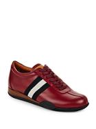 Bally Leather Round Toe Striped Sneakers