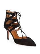 Aquazzura Belgravia Suede Lace-up D'osay Heels/3