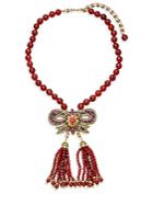 Heidi Daus Carnelian Bow Tassel Pendant Necklace