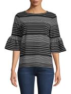 Max Studio Bell-sleeve Striped Top
