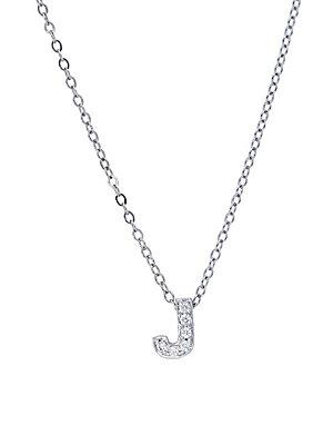 Nephora Diamond & 14k White Gold J Initial Pendant Necklace