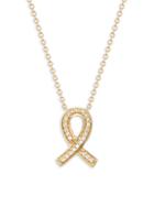 Saks Fifth Avenue 14k Yellow Gold & Diamond Ribbon Pendant Necklace