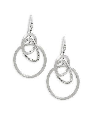 Marco Bicego Diamonds & 18k White Gold Link Drop Earrings