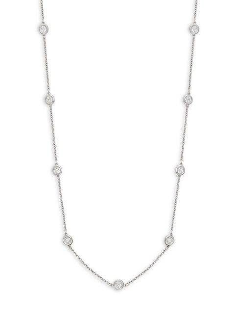 Diana M Jewels 14k White Gold Diamond Station Necklace