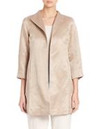 Eileen Fisher Organic Linen & Silk High-collar Coat
