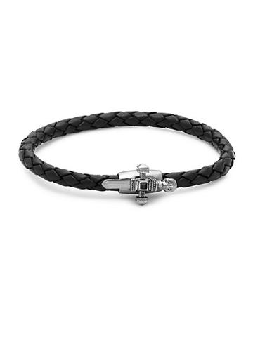 Link Up Onyx And Leather Skull Braided Bracelet