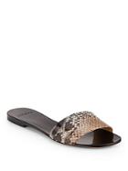 Alexandre Birman Python-embossed Leather Slide Sandals