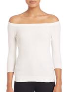 Milly Pointelle Off-the-shoulder Pullover