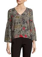 Plenty By Tracy Reese Floral Flounce-sleeve Top