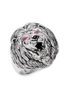 Effy 925 Sterling Silver Ruby & Onyx Lion Ring