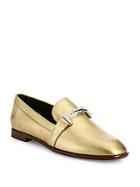 Tod's Double T Metallic Leather Loafers