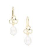 Saks Fifth Avenue 14k Yellow Gold Triple Ring And Pearl Drop Earrings
