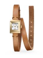 Gucci G-frame Leather Wrap Strap Watch