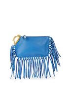 Valentino Fringed Pebbled Leather Clutch