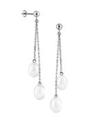 Masako Pearls 7-8mm Drop Pearl And 14k White Gold Dangling Earrings