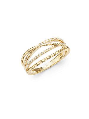Kc Designs Crisscross 14k White Diamond And 14k Gold Ring
