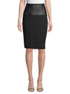 Kenneth Cole Urban Terry Faux Leather-trimmed Pencil Skirt
