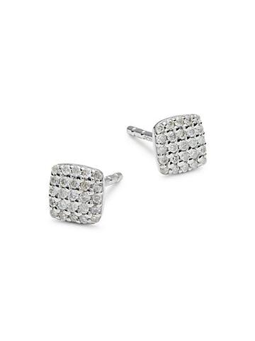 La Soula Sterling Silver Soft Square Diamond Stud Earrings