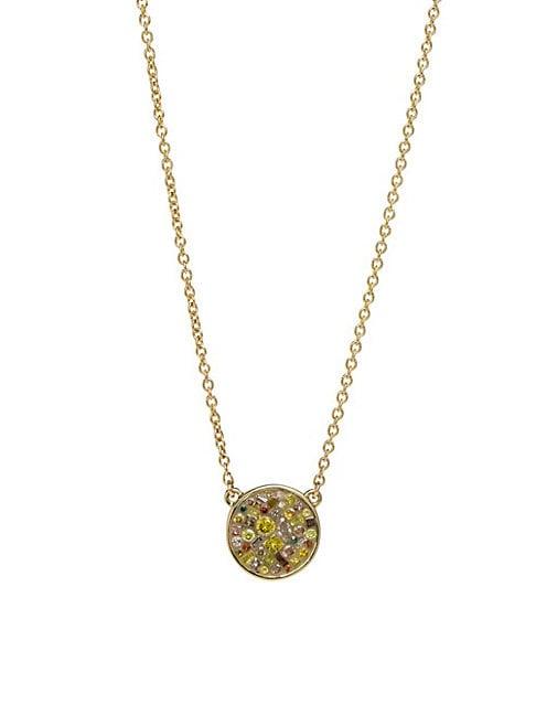Plev 18k Yellow Gold & Diamond Encrusted Pendant Necklace