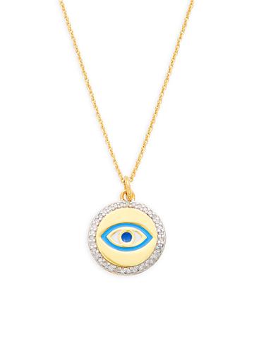 La Soula 14k Goldplated Sterling Silver & Diamond Evil Eye Pendant Necklace
