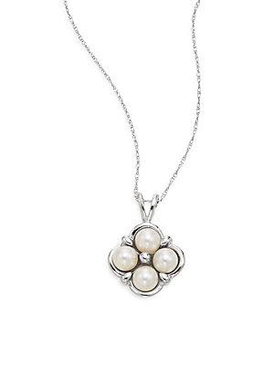Mastoloni 4mm-4.5mm Cultured Pearl & 14k White Gold Flower Necklace