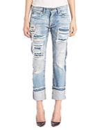 Tortoise Herma Distressed Bleached Roll-up Jeans
