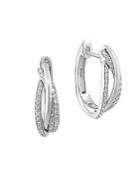 Effy Pave Classica Diamond And 14k White Gold Earrings