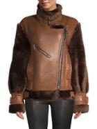 Nb Nicole Benisti Gramercy Sheep Fur-trim Leather Jacket