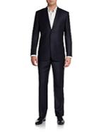 Saks Fifth Avenue Black Regular-fit Solid Wool Suit