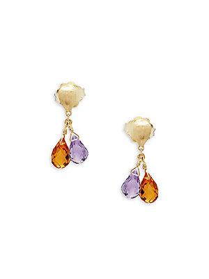 Marco Bicego Quartz And 18k Yellow Gold Faceted Double Drop Earrings