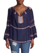Free People Talia Embroidery Bell-sleeve Top