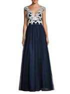 Aidan Mattox Embroidered Tulle Gown