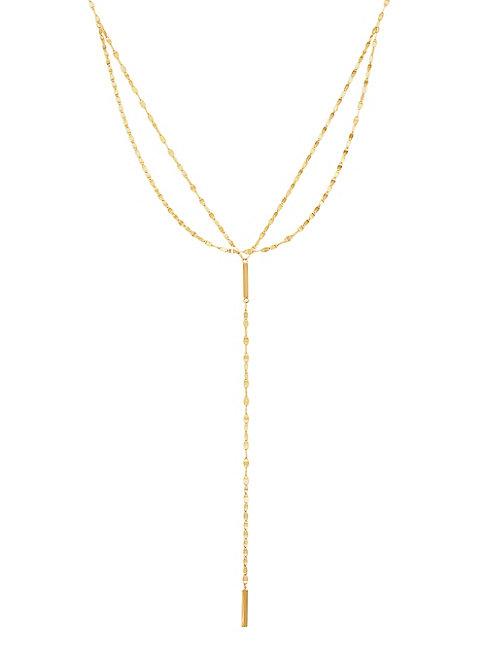 Saks Fifth Avenue 14k Yellow Gold Square Bar Lariat Necklace