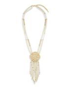 Stella + Ruby Estate Faux Pearl 14k Goldplated Beaded Brooch Tassel Necklace