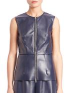 C Dric Charlier Faux Leather Zip-front Top