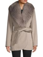 Sofia Cashmere Fox Fur-trim Wool & Cashmere Coat