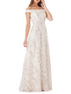 Carmen Marc Valvo Infusion Floral Off-the-shoulder Ball Gown