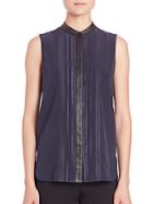 Vince Embroidered Sleeveless Blouse