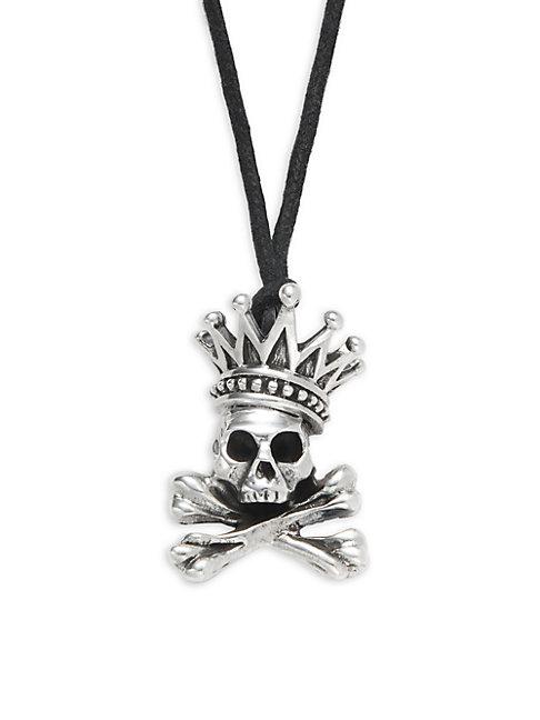 King Baby Studio Sterling Silver Crown & Skull Pendant Necklace