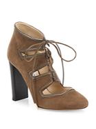 Jimmy Choo Latch 100 Suede & Leather Lace-up Pumps