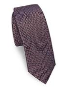 Saks Fifth Avenue Dotted Circle Silk Narrow Tie