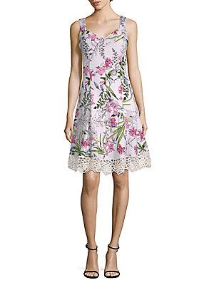 Donna Ricco Floral-print Sleeveless Fit-&-flare Dress