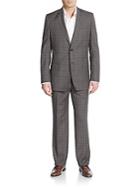 Tommy Hilfiger Regular-fit Windowpane Plaid Wool Suit
